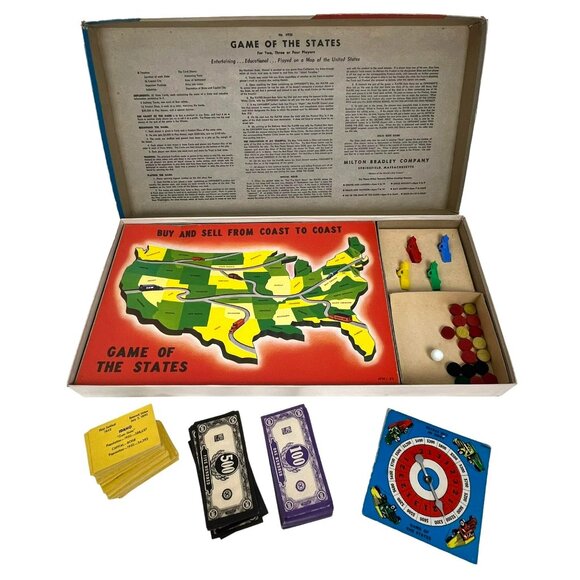 Vintage 1954 Game of the States Board Game Milton Bradley - Picture 10 of 10